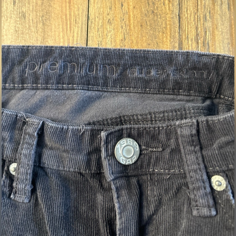 💖5 for $50💖GAP 1969 Súper Skinny Premium DarkGray Corduroy Women's Midrise Pants - Picture 5 of 14